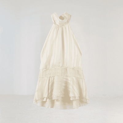 Lyra Chiffon Halter Mini Dress – Backless Tie Detail with Flowy Ruffle Skirt