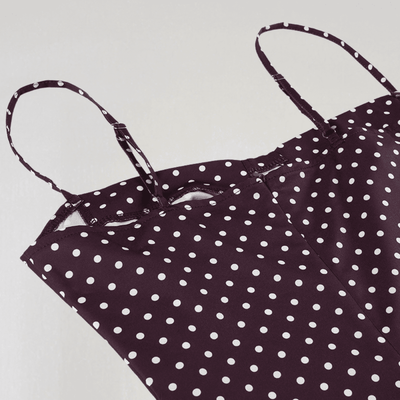 Marina Polka Dot Mini Dress – Sweetheart Neckline in Chocolate Brown