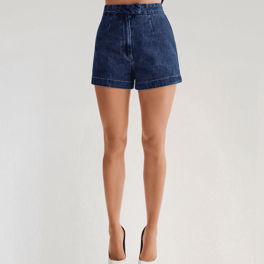 Lennox Denim Set – 2-Piece Vest & High-Waist Shorts with Vintage Finish